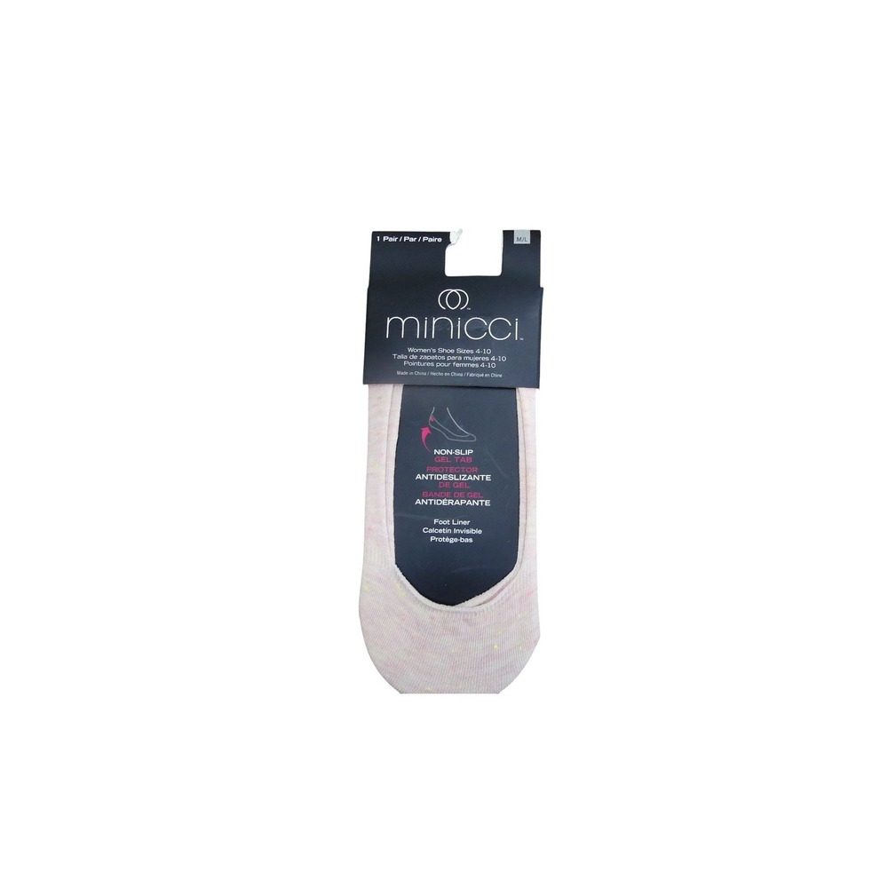 Minicci Foot Liner Women M/L Pink New Non-Slip Gel Tab No Show Socks